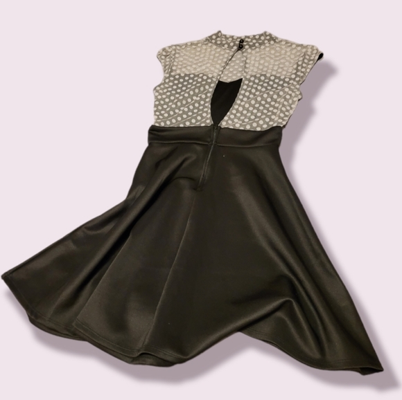 Mystic vintage polkadot sweatheart highwaist dress size 4 black and grey - Picture 3 of 7